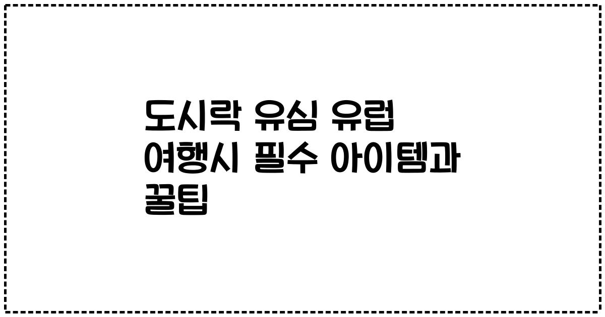 도시락 유심 유럽 여행시 필수 아이템과 꿀팁