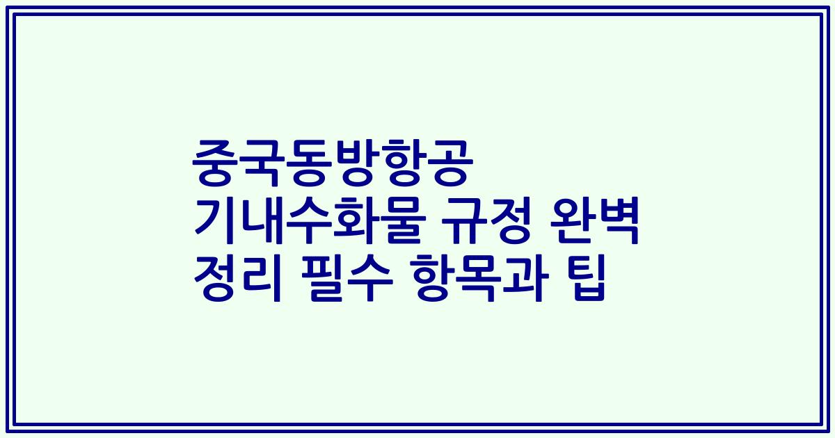 중국동방항공 기내수화물 규정 완벽 정리 필수 항목과 팁